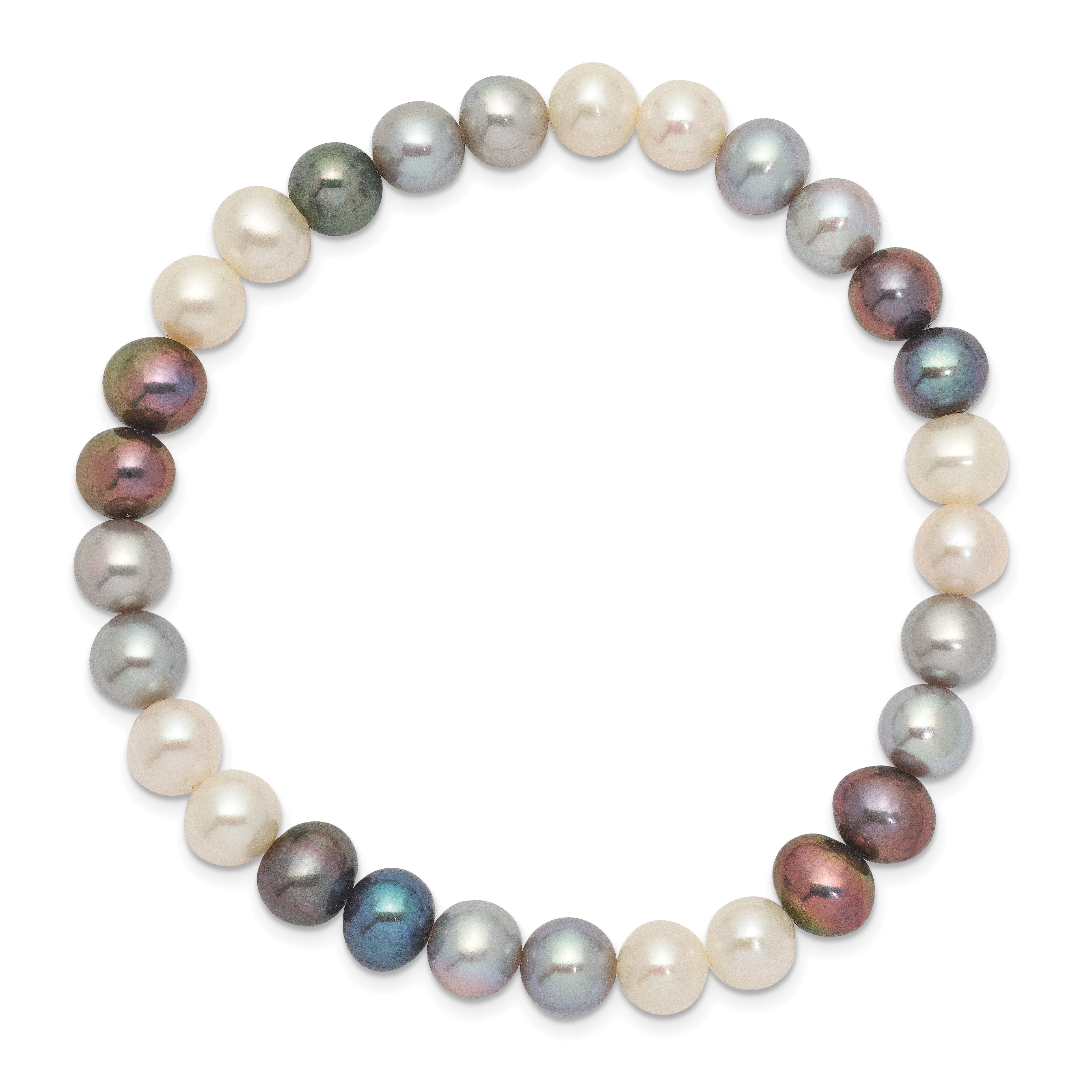6-7mm Black/Grey/White Freshwater Cultured Pearl Stretch Bracelet Secondary image