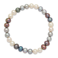 6-7mm Black/Grey/White Freshwater Cultured Pearl Stretch Bracelet