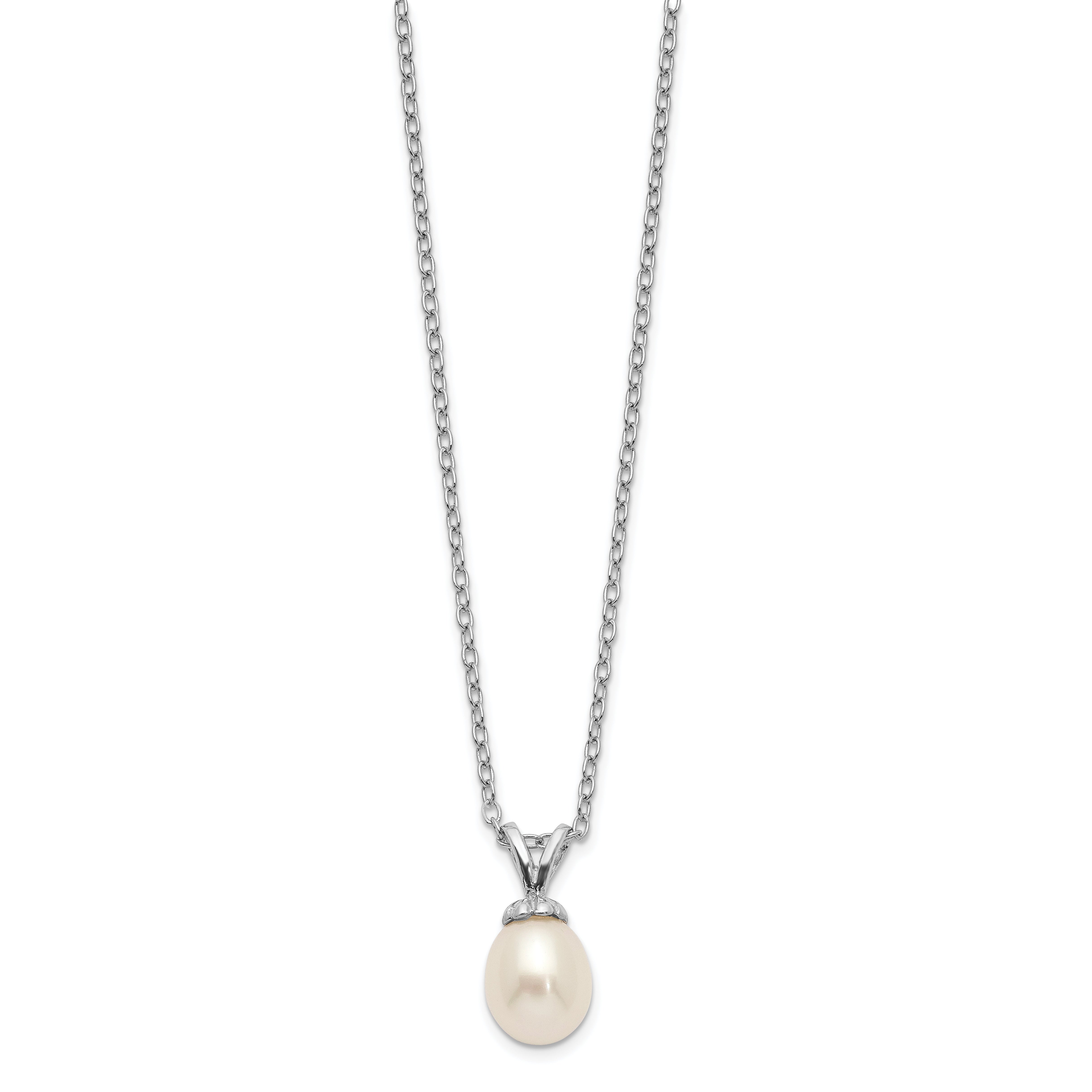 Sterling Silver Madi K Rhodium-plated Polished White Rice 6-7mm Freshwater Cultured Pearl Children's Necklace Secondary image