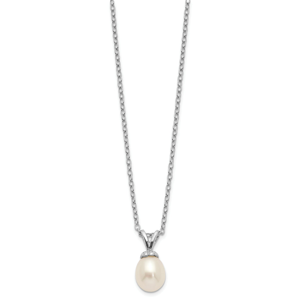 Sterling Silver Madi K Rhodium-plated Polished White Rice 6-7mm Freshwater Cultured Pearl Children's Necklace
