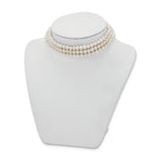 Sterling Silver Rhd-plt 5-6mm 3 rows FWC Pearl w/1.5in Choker