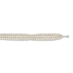 Sterling Silver Rhd-plt 5-6mm 3 rows FWC Pearl w/1.5in Choker