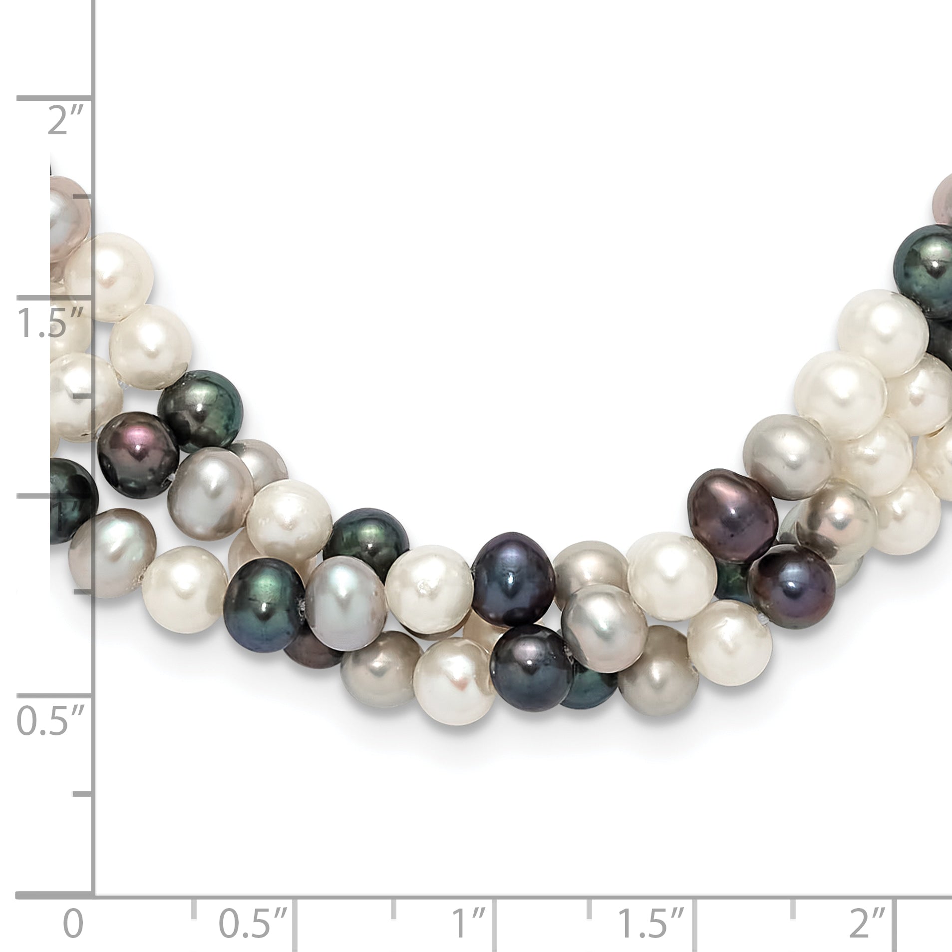 Sterling Silver RH-plated Multicolor FWC Pearl 14in w/2in ext Choker