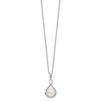 Sterling Silver Rhod-plat 10-11mm White FWC Pearl Necklace