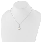 Sterling Silver Rhod-plat 10-11mm White FWC Pearl Necklace