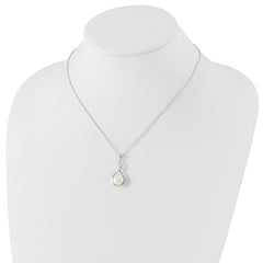 Sterling Silver Rhod-plat 10-11mm White FWC Pearl Necklace