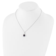 Sterling Silver Rhod-plat 7-8mm Black FWC Pearl CZ Necklace