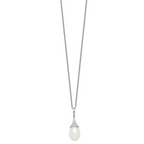 Sterling Silver Rhod-plat 8-9mm White FWC Pearl Necklace
