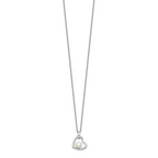 Sterling Silver Rhodium-plated Heart with 4-5mm White Button Freshwater Cultured Pearl 17 inch Necklace