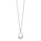 Sterling Silver Rhodium-plated 6-7mm White Button FWC Pearl Necklace