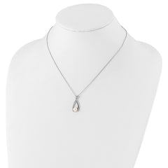 Sterling Silver Rhodium-plated 6-7mm White Button FWC Pearl Necklace