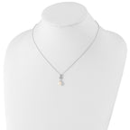 Sterling Silver Rhod-plat 6-7mm White FWC Pearl CZ Necklace