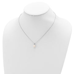 Sterling Silver Rhod-plat 7-7.5mm White Round FWC Pearl Necklace