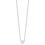 Sterling Silver Rhodium-plated 9-10mm White Near Round FWC Pearl Necklace