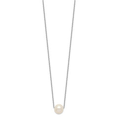 Sterling Silver Rhodium-plated 9-10mm White Near Round FWC Pearl Necklace