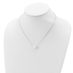 Sterling Silver Rhodium-plated 9-10mm White Near Round FWC Pearl Necklace