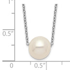 Sterling Silver Rhodium-plated 9-10mm White Near Round FWC Pearl Necklace