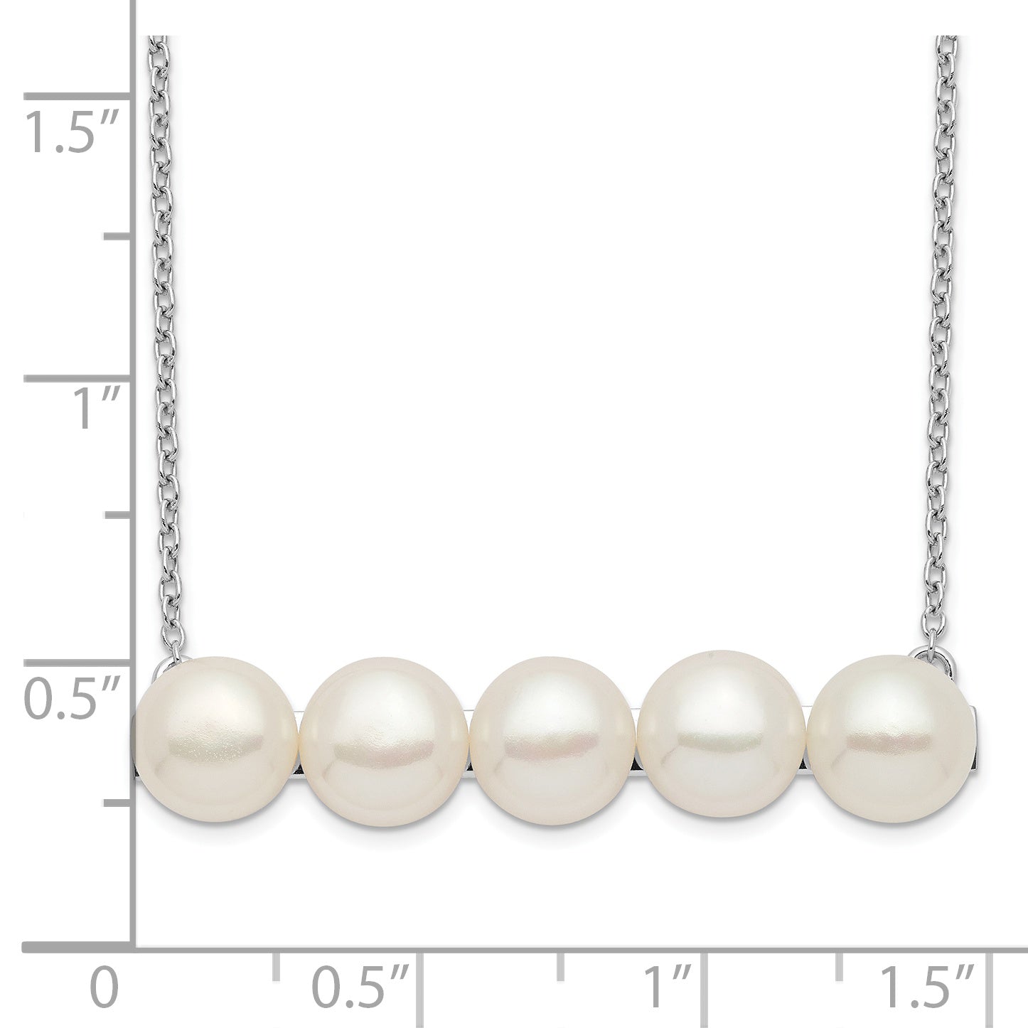 Sterling Silver Rhodium-plated 7-8mm White Button FWC Pearl Necklace