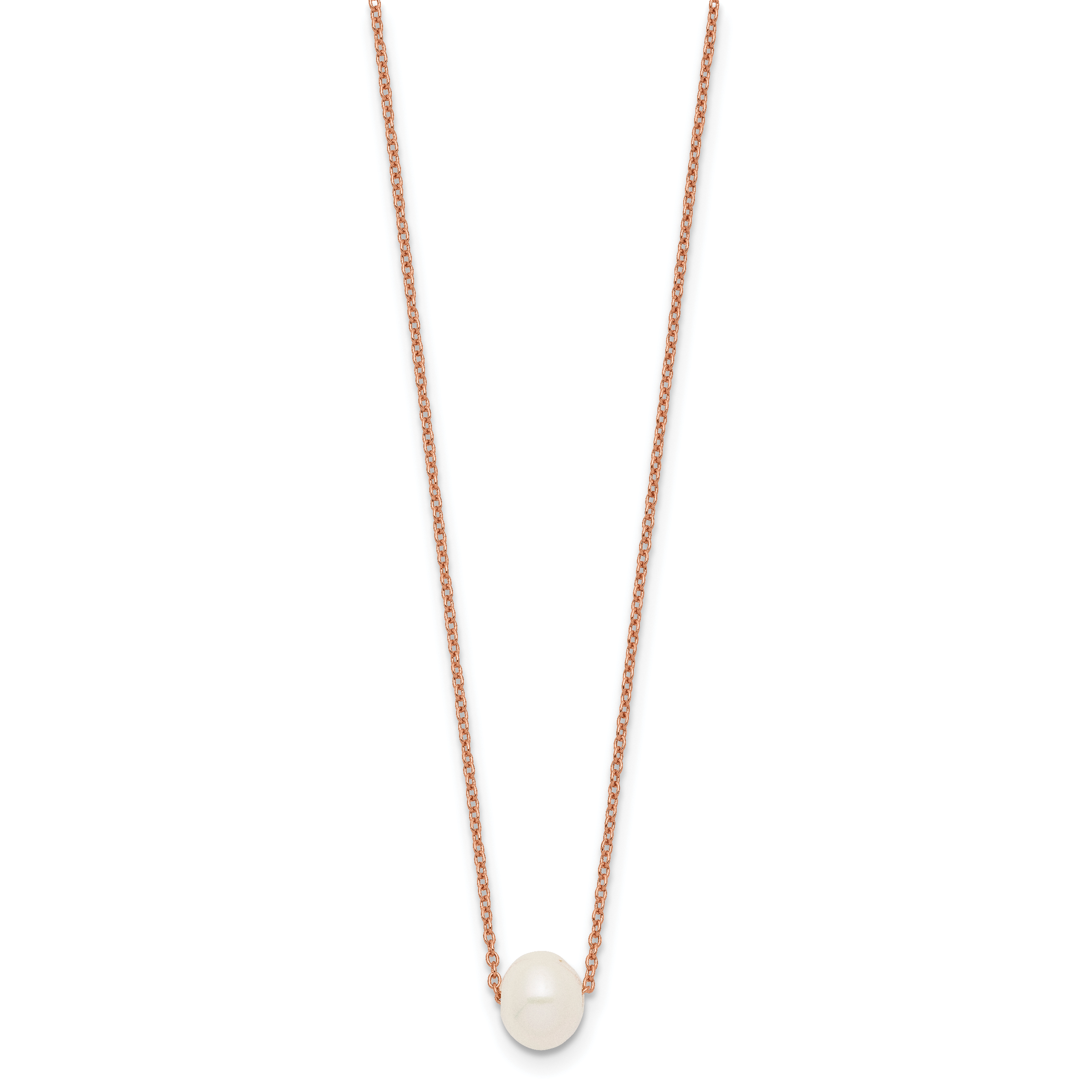 Sterling Silver Rose-tone 18k Flash-pl 8-9mm White FWC Pearl Necklace