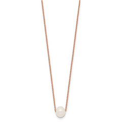 Sterling Silver Rose-tone 18k Flash-pl 8-9mm White FWC Pearl Necklace