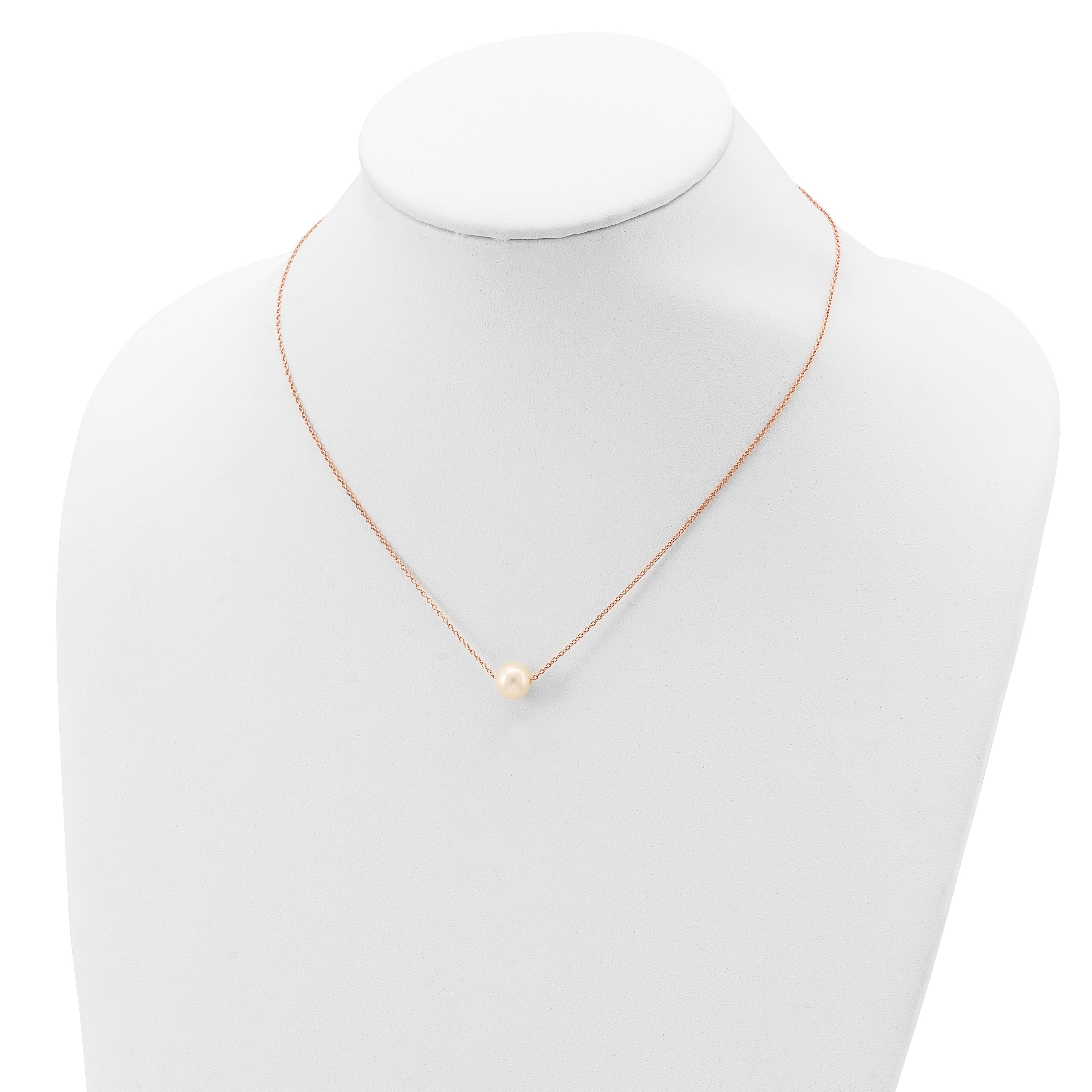 Sterling Silver Rose-tone 18k Flash-pl 8-9mm White FWC Pearl Necklace