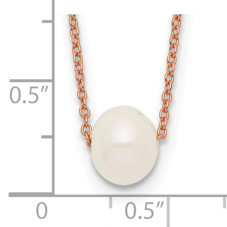 Sterling Silver Rose-tone 18k Flash-pl 8-9mm White FWC Pearl Necklace