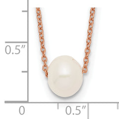 Sterling Silver Rose-tone 18k Flash-pl 8-9mm White FWC Pearl Necklace