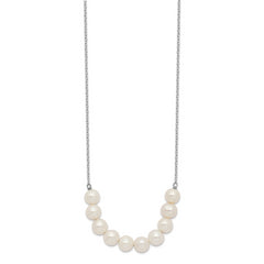 Sterling Silver Rhodium-plated 6-7mm White Near Round FWC Pearl Necklace