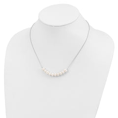 Sterling Silver Rhodium-plated 6-7mm White Near Round FWC Pearl Necklace