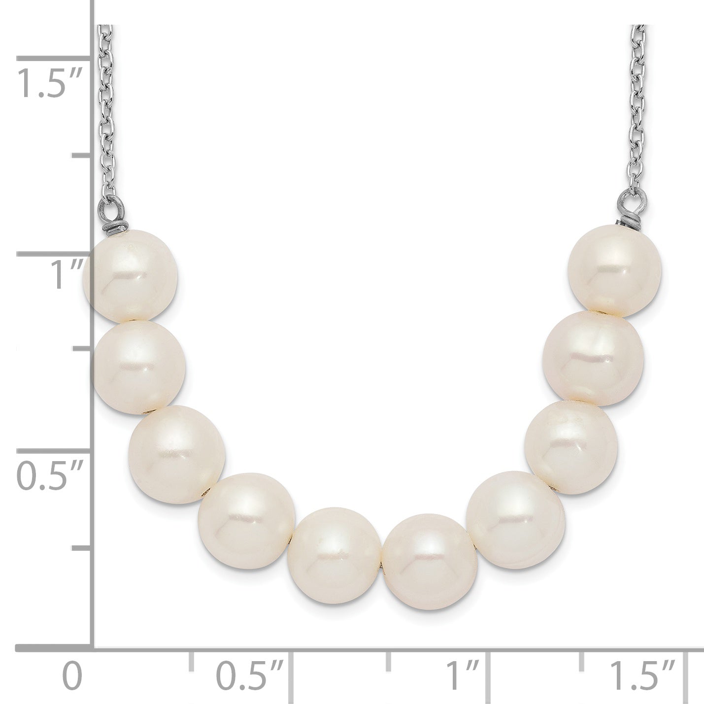 Sterling Silver Rhodium-plated 6-7mm White Near Round FWC Pearl Necklace