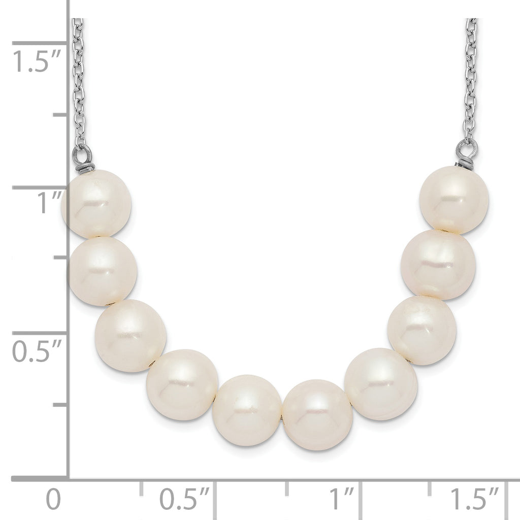Sterling Silver Rhodium-plated 6-7mm White Near Round FWC Pearl Necklace
