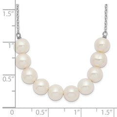 Sterling Silver Rhodium-plated 6-7mm White Near Round FWC Pearl Necklace