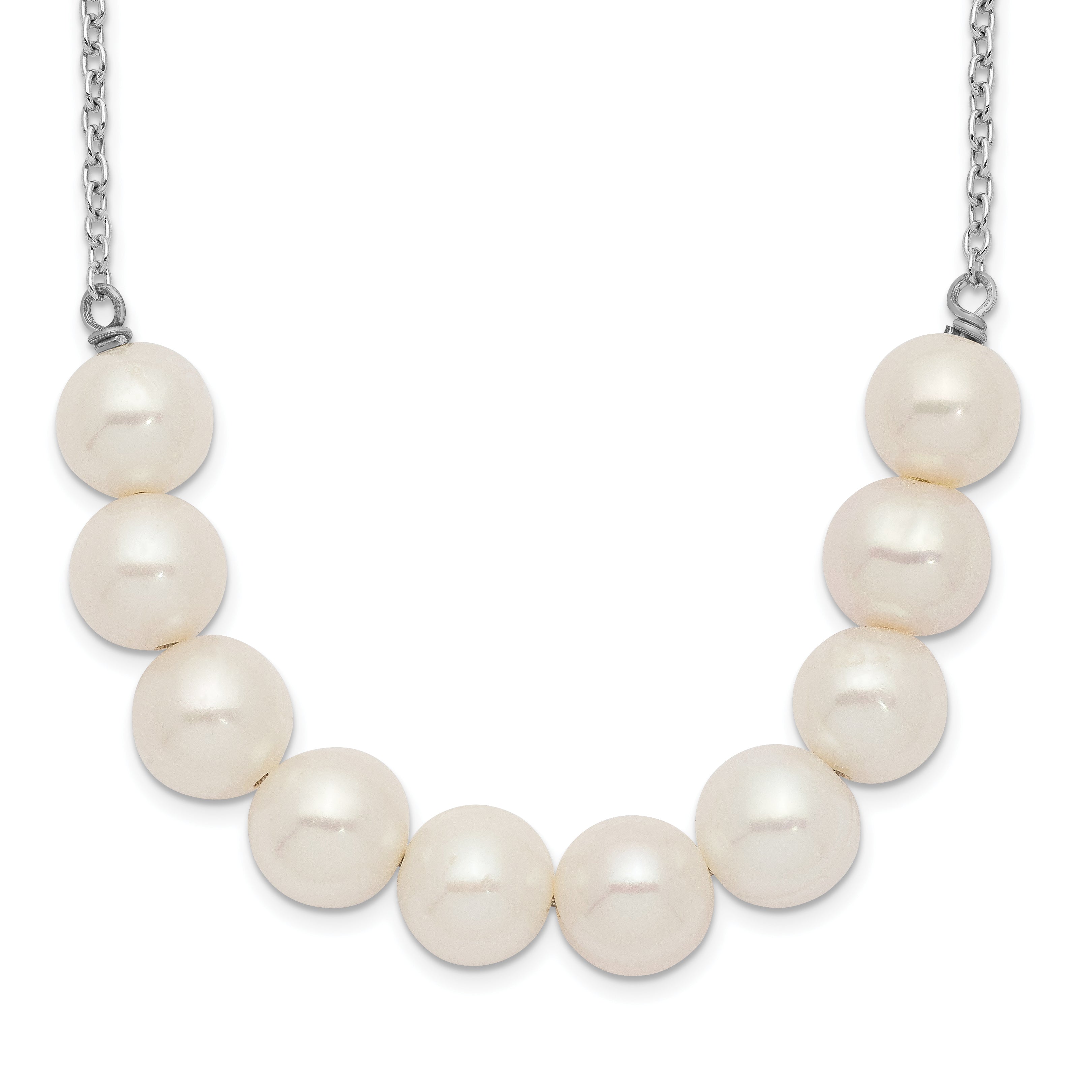 Sterling Silver Rhodium-plated 6-7mm White Near Round FWC Pearl Necklace Main image