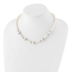 Sterling Silver Rhod-plated 6-9mm FW Cultured Pearl 5-station Necklace