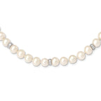 Sterling Silver Rhod-plat 9-10mm White Near Round FWC Pearl CZ Necklace
