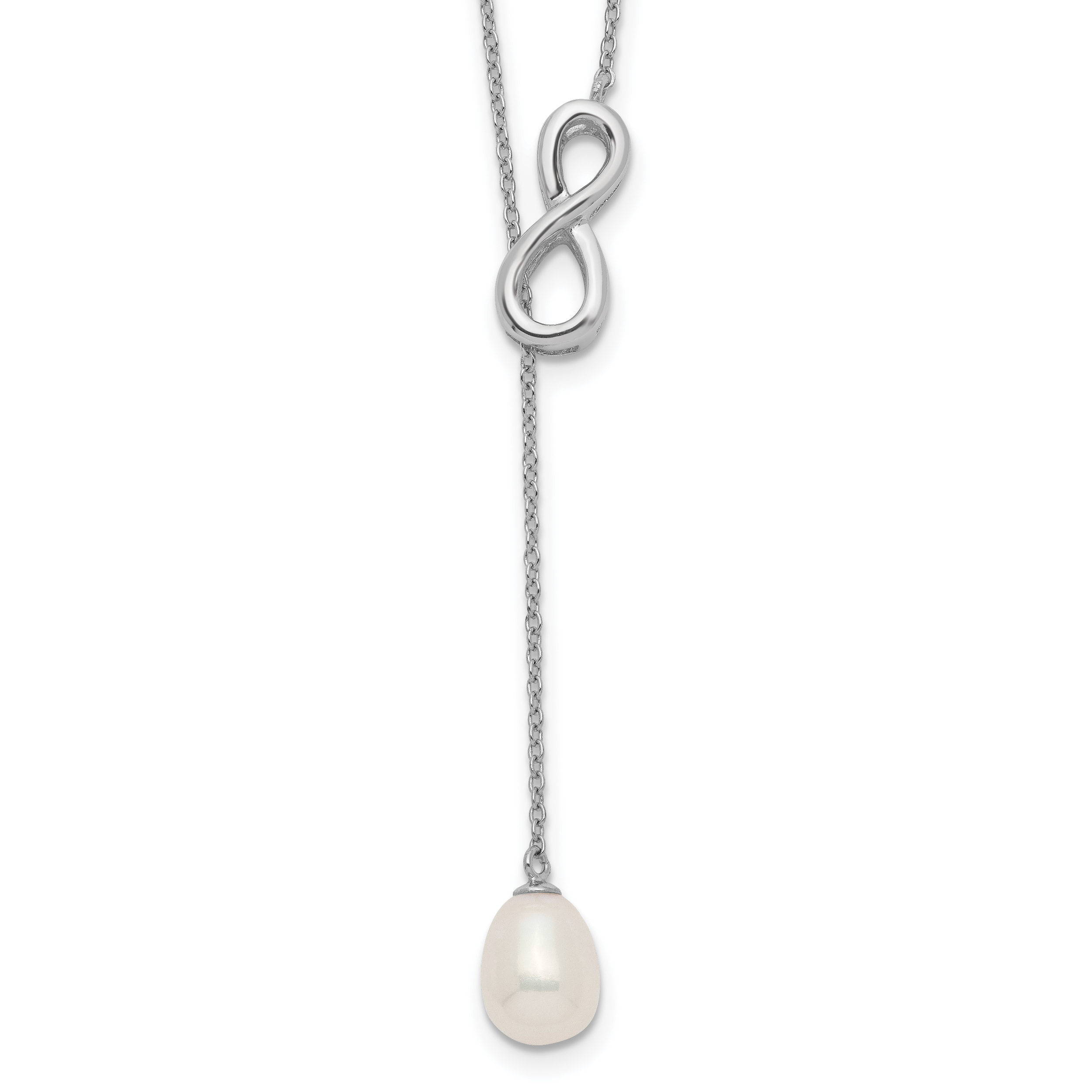Sterling Silver Rhod-plated 7-8mm FWC Pearl Infinity Lariat Drop Necklace Main image