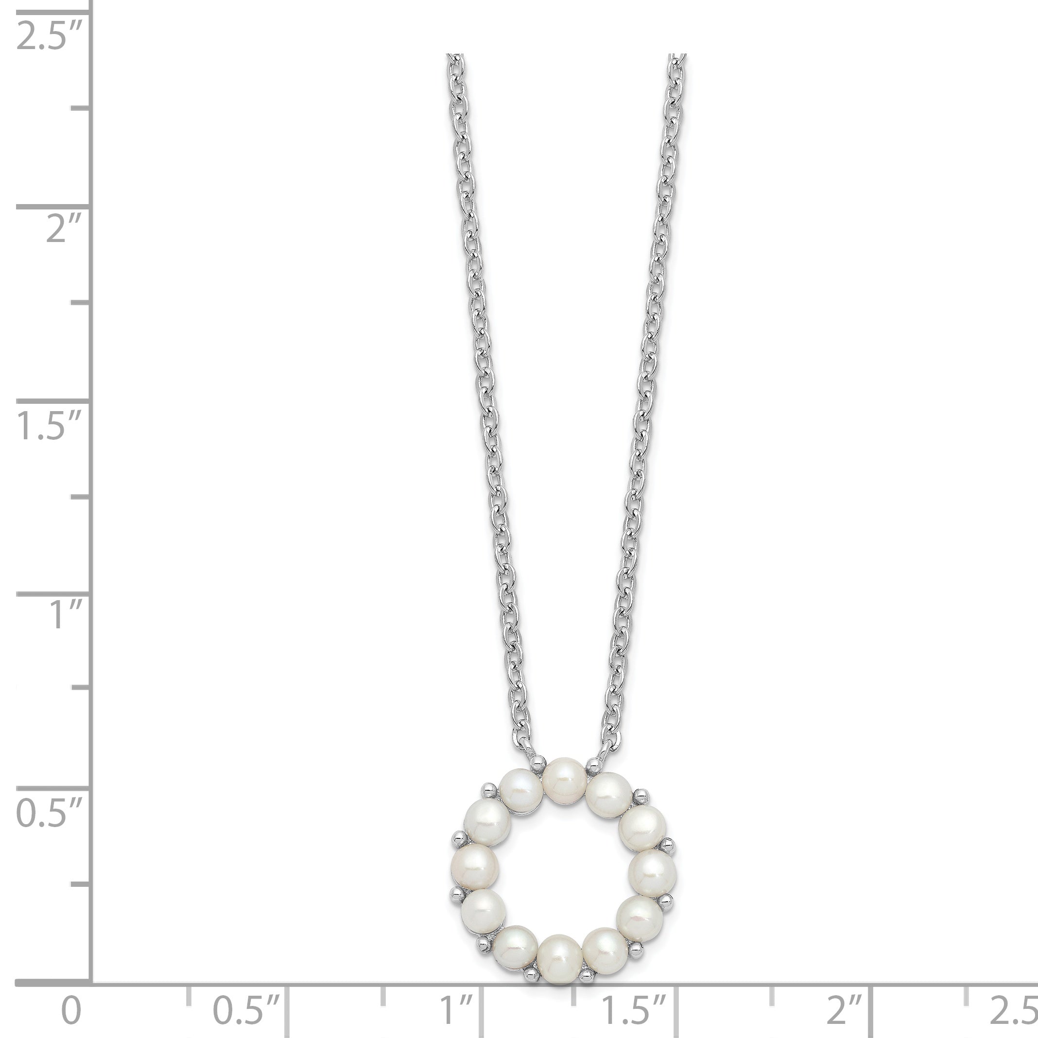 Sterling Silver Rhodium-plated 3-3.5mm FWC Pearl 1.75in ext Necklace