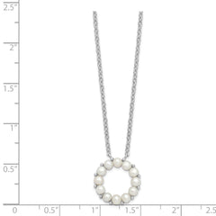 Sterling Silver Rhodium-plated 3-3.5mm FWC Pearl 1.75in ext Necklace