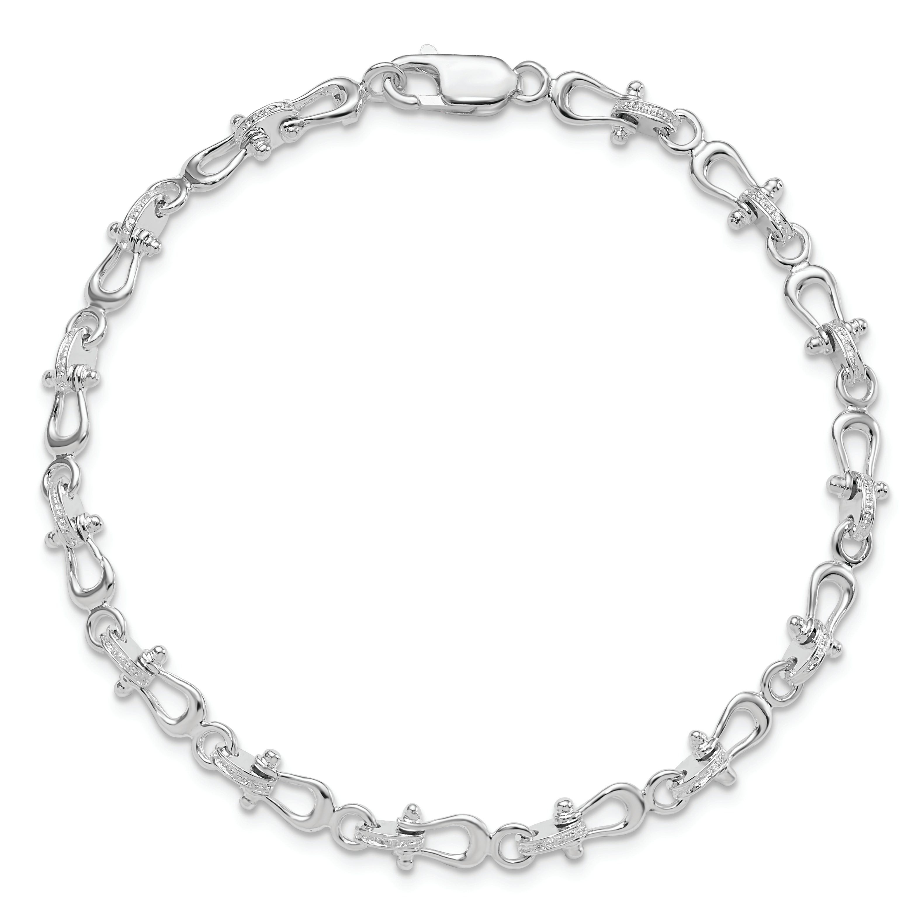 De-Ani Sterling Silver Rhodium-plated Polished Mariners Shackle Link Bracelet