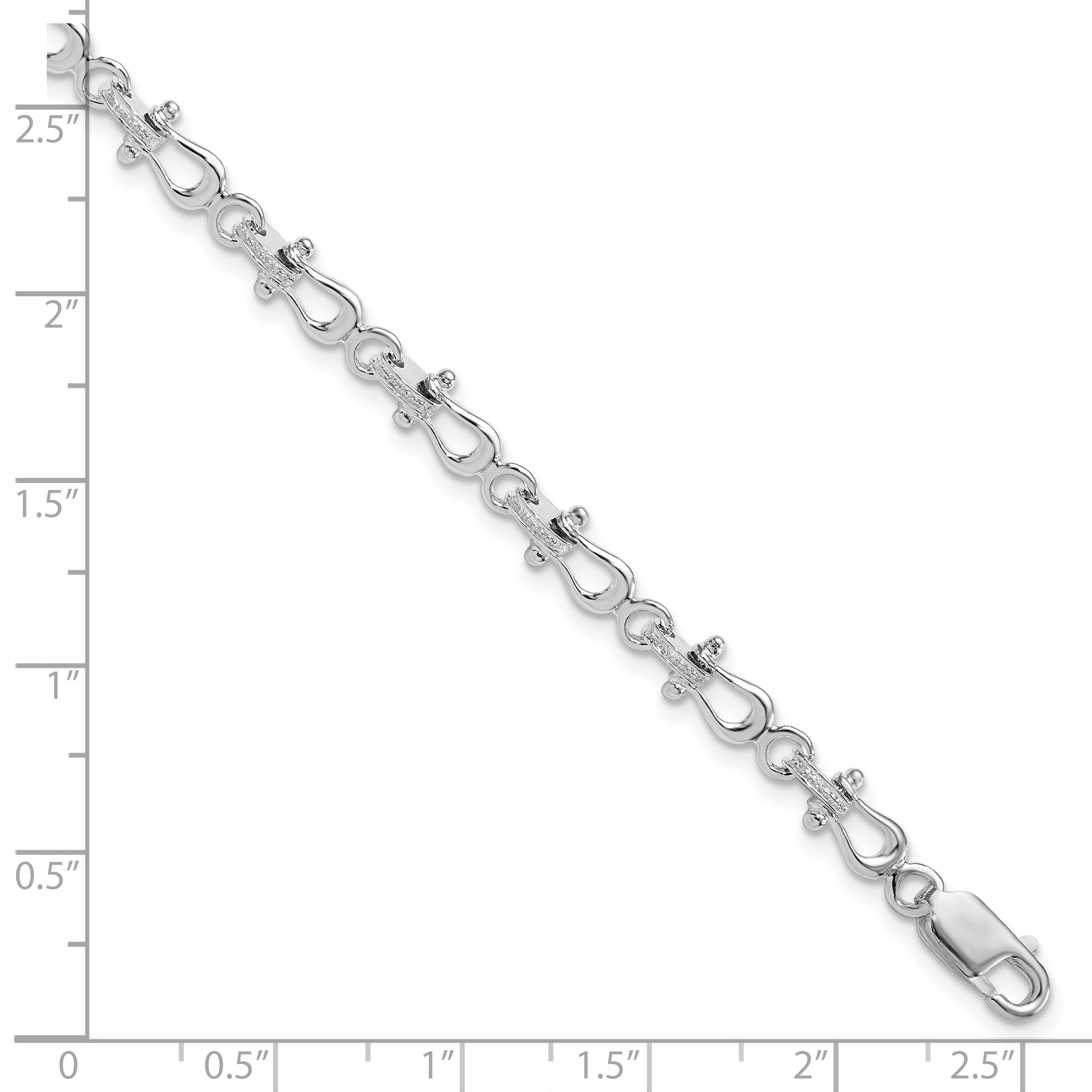 De-Ani Sterling Silver Rhodium-plated Polished Mariners Shackle Link Bracelet