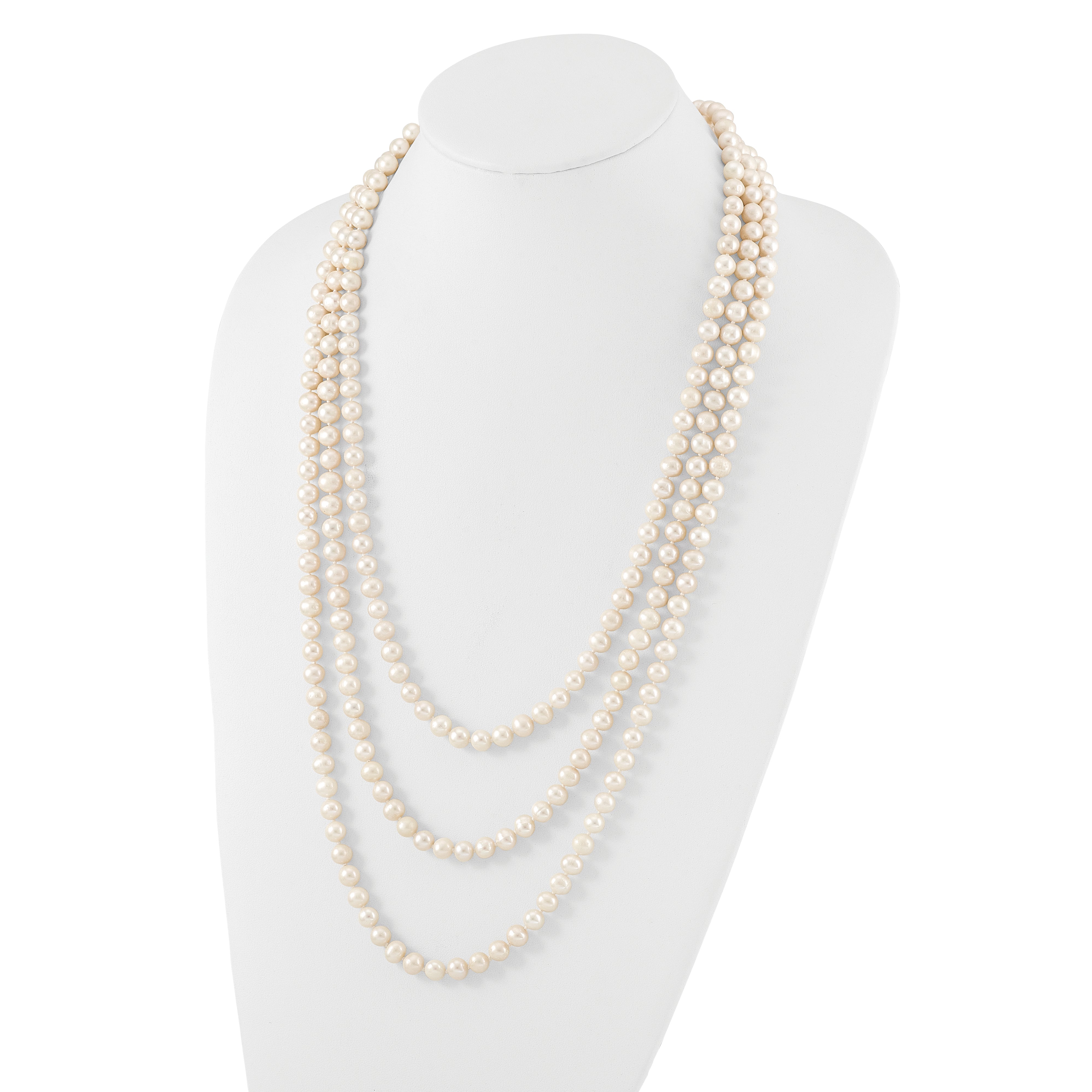 7-8mm White Freshwater Cultured Pearl 76in Slip on Necklace