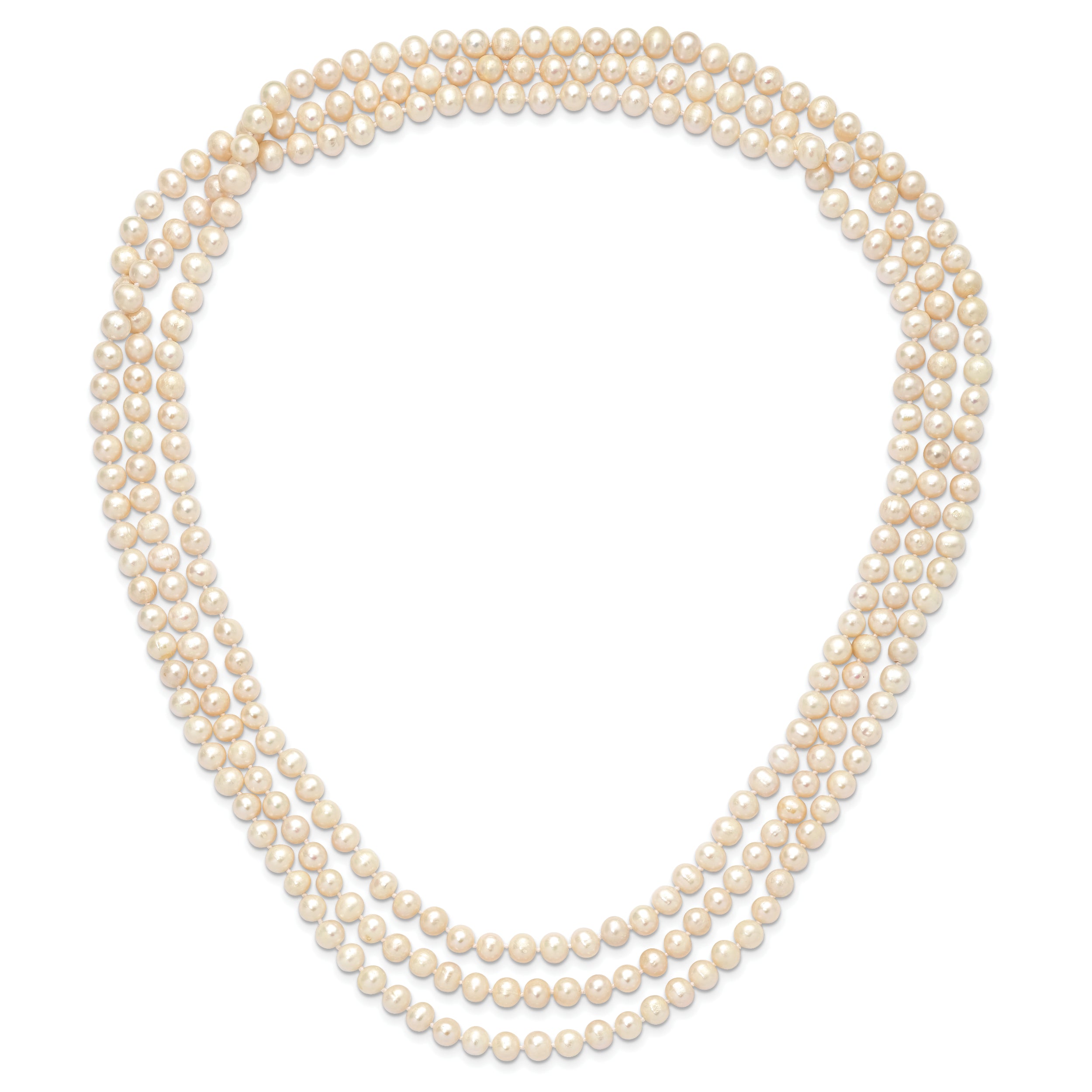 7-8mm White Freshwater Cultured Pearl 76in Slip on Necklace