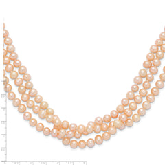7-8mm Pink Freshwater Cultured Pearl 76in Slip on Necklace