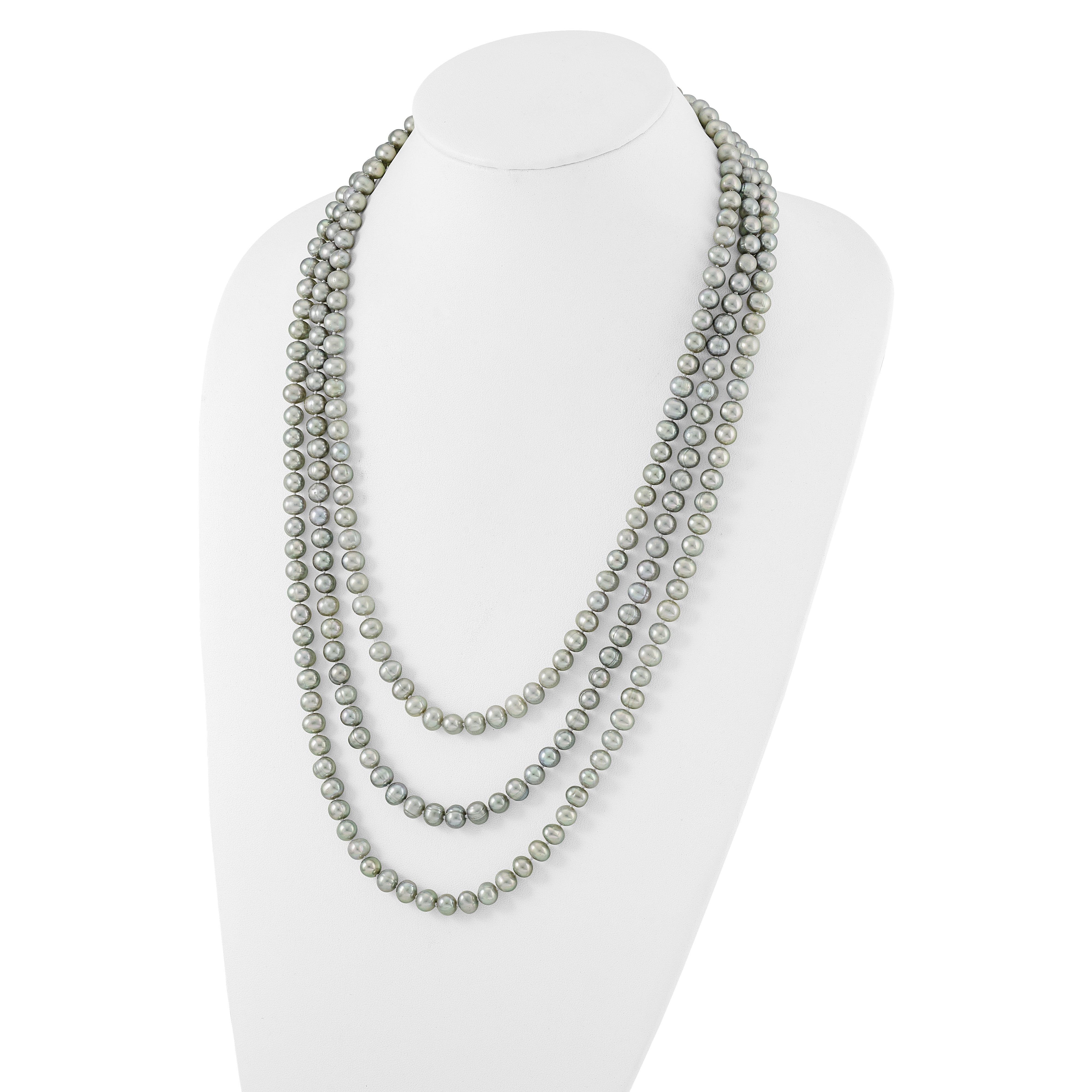 7-8mm Grey Freshwater Cultured Pearl 76in Slip on Necklace