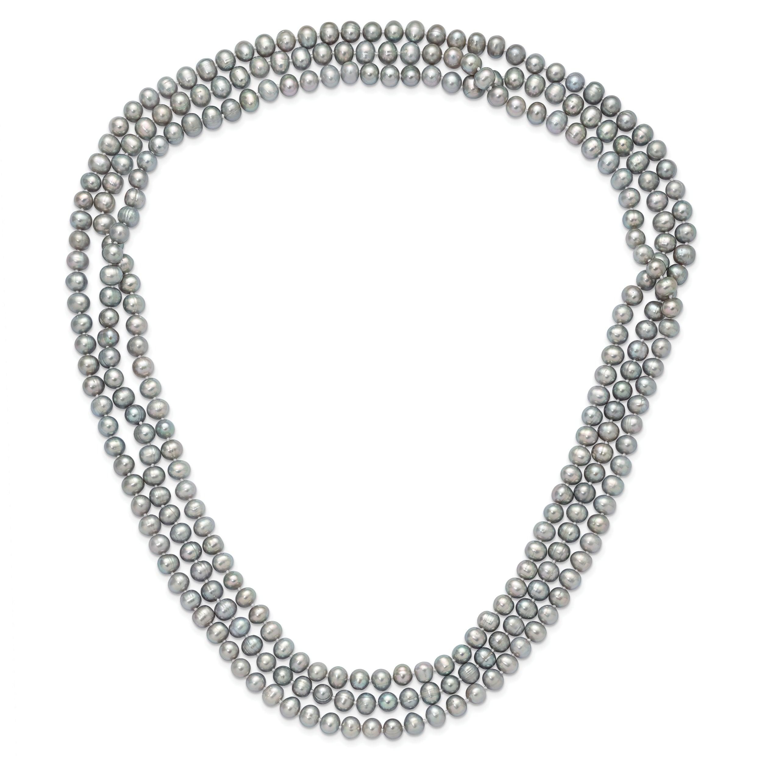 7-8mm Grey Freshwater Cultured Pearl 76in Slip on Necklace