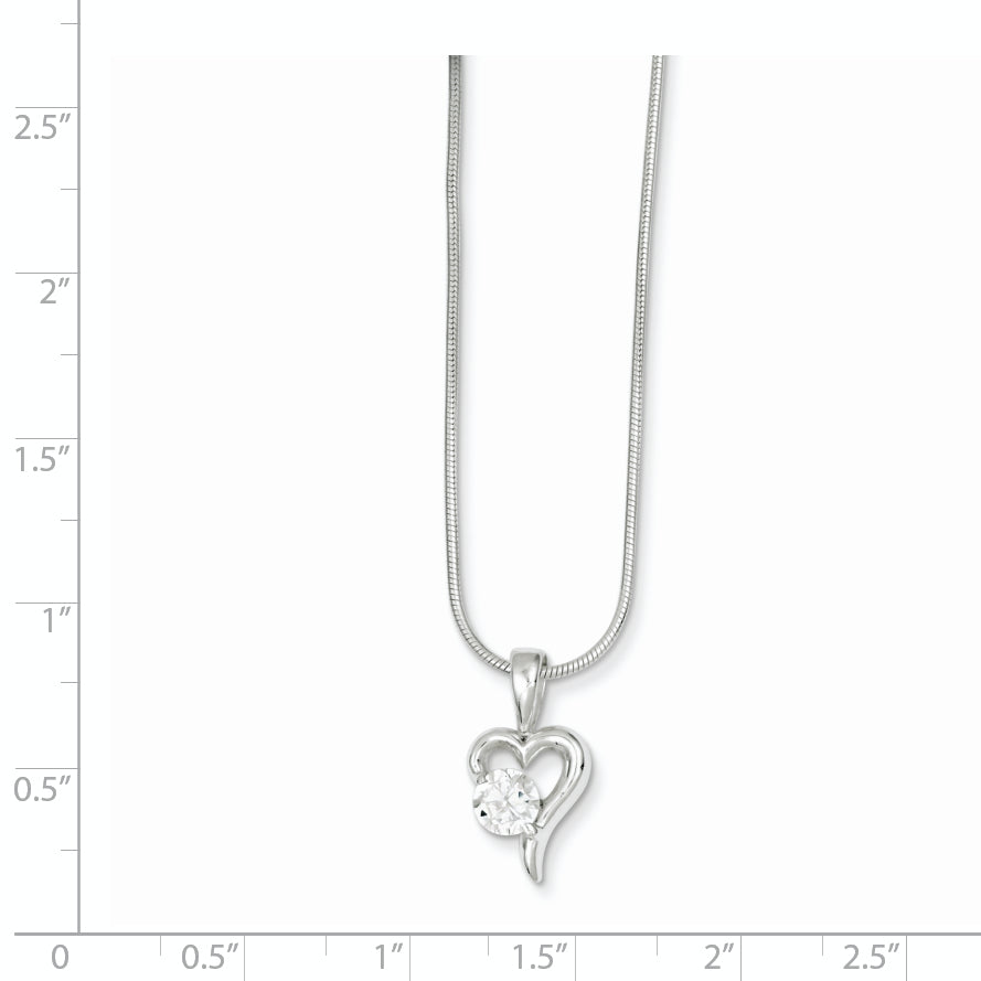 Sophia Jewelers Sterling Silver Heart Pendant Necklace with CZ Sparkle Finish