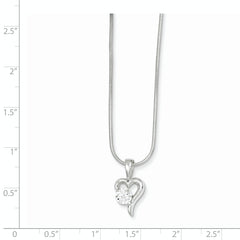Sophia Jewelers Sterling Silver Heart Pendant Necklace with CZ Sparkle Finish