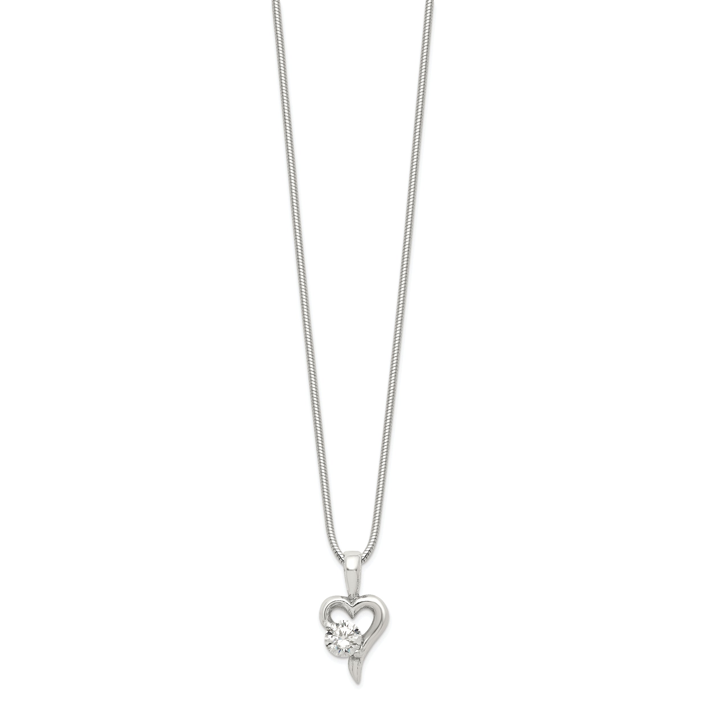 Sophia Jewelers Sterling Silver Heart Pendant Necklace with CZ Sparkle Finish
