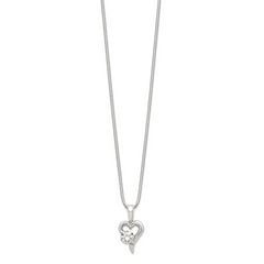 Sophia Jewelers Sterling Silver Heart Pendant Necklace with CZ Sparkle Finish