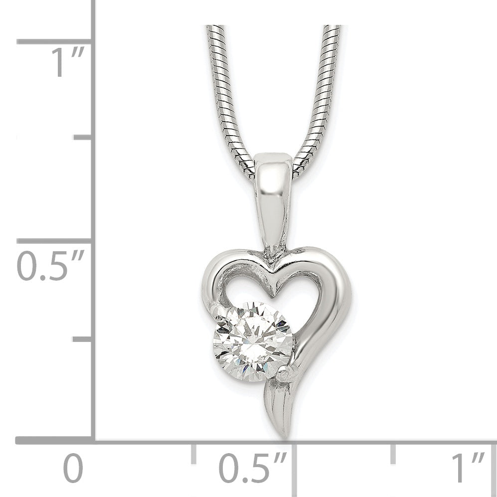 Sophia Jewelers Sterling Silver Heart Pendant Necklace with CZ Sparkle Finish